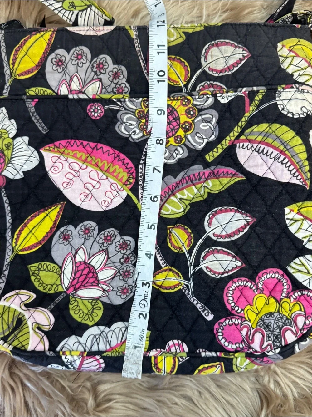 Vera Bradley “moon blooms” Black Floral Quilted Crossbody Bag - Picture 11 of 11